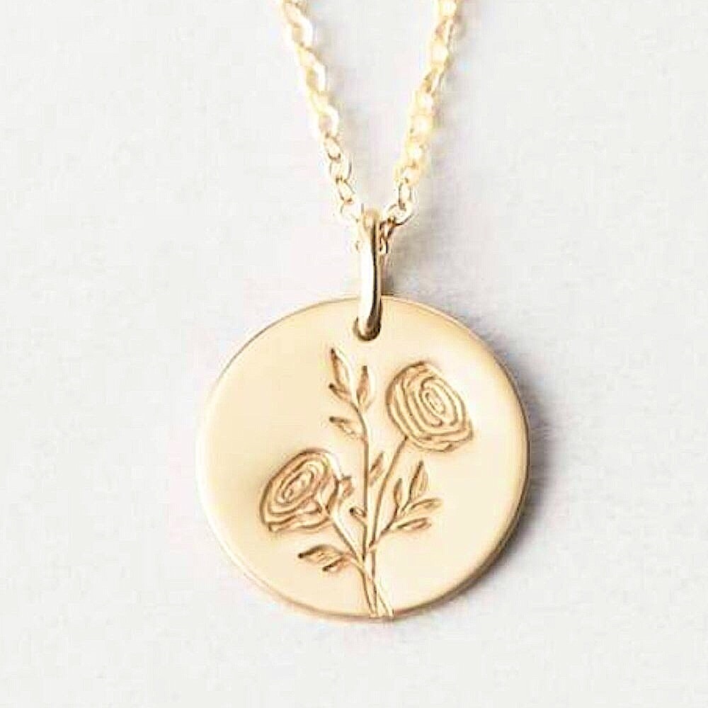 Buttercup Flower Engraved Chic Cute Charm Necklace